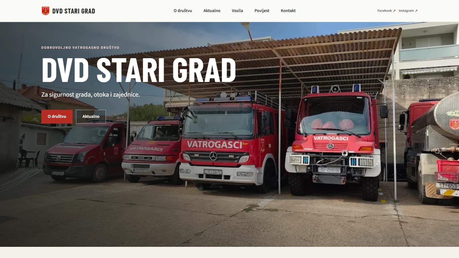Desktop screenshot of the DVD Stari Grad website