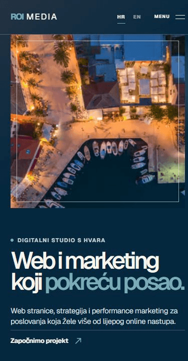 Mobile screenshot of the ROI Media website